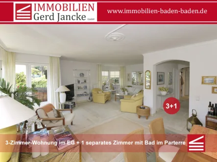 Titelbild_Portale - Wohnung kaufen in Baden-Baden - Baden-Baden, „3+1“ Zimmer-Wohnung, Garten, Terrasse, Balkon & TG-Stellplatz