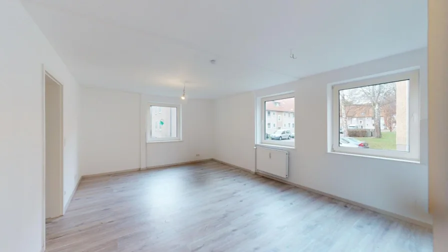 Wohnbereich mit offener Küche - Wohnung mieten in Salzgitter / Salzgitter-Bad - Modernisierte 2. Zi.- Erdgeschosswohnung in Salzgitter-Bad mit Fernwärmeheizung!