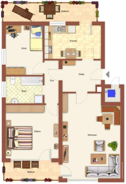 Grundrissplan der Wohnung