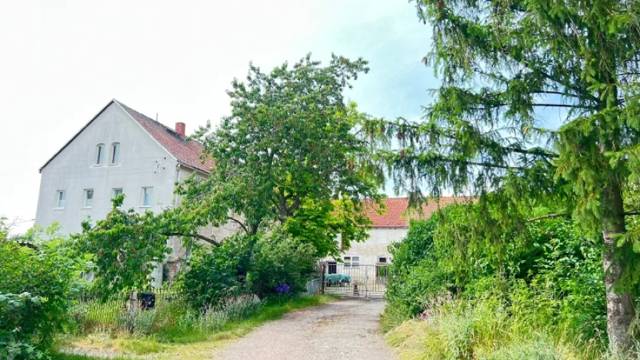 vordere Zufahrt - Haus kaufen in Großschirma OT Siebenlehn - Dreiseitenhof mit 10.000 qm Grundstück und Produktionshalle in Siebenlehn!