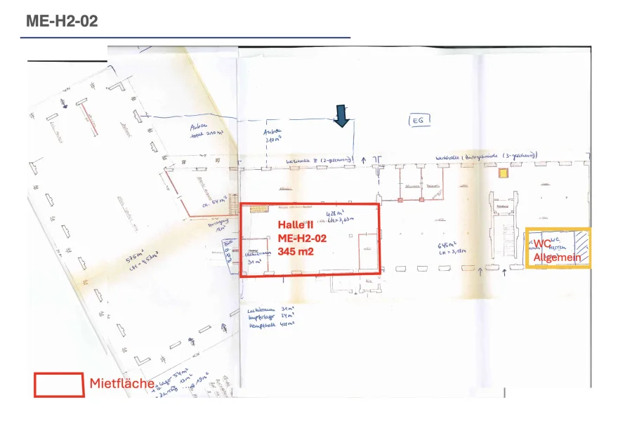 ME-H2-02   - Halle/Lager/Produktion mieten in Berlin - Lagerfläche zur Miete in Berlin - 345 m² im Erdgeschoss