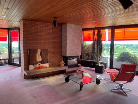 Wohnzimmer - Wohnung kaufen in Heidelberg - Mid Century Penthouse mit großartiger Dachterrasse und Schlossblick