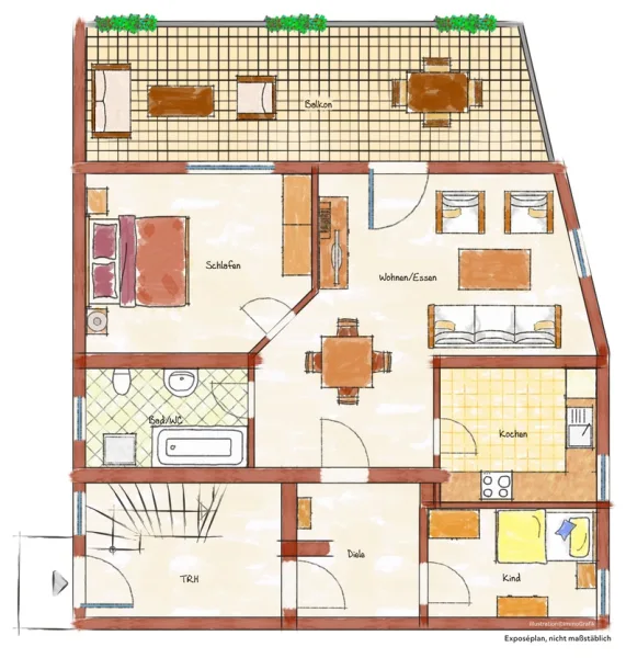  - Wohnung mieten in Trochtelfingen - helle 3-Zimmer-EG-Wohnung mit großem Balkon zu vermieten