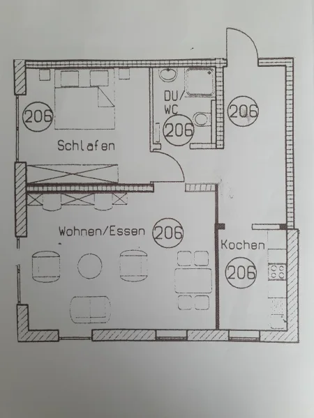 Grundriss 2 Zimmer-Wohnung