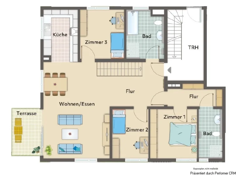 EG Wohnung 1 Grundriss ohne Garten