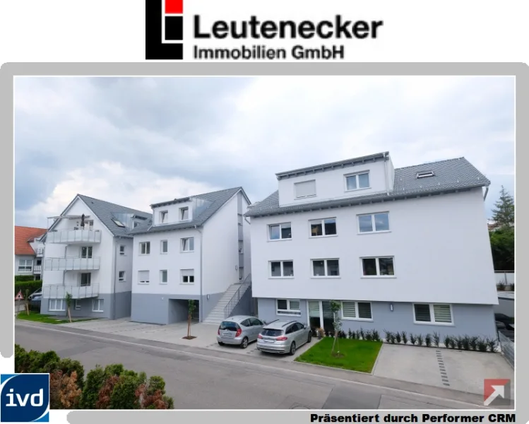 Hausansicht Südwest - Wohnung kaufen in Remseck - Große 3-Zimmer-Neubau-Wohnung im Obergeschoss