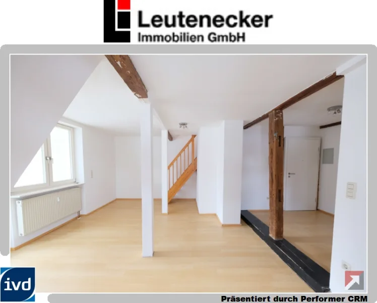 Wohn-Esszimmer - Wohnung kaufen in Remseck - Charmant, historisch, außergewöhnlich: 2-Zimmer-Maisonette-Wohnung im Kulturdenkmal