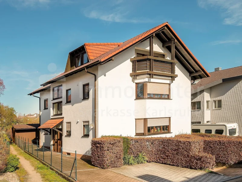 Außenansicht - Wohnung kaufen in Ettlingen - Tolle Alternative zum kleinen Haus! Großzügige 3,5 Zimmer-Maisonette-ETW mit Gartenanteil
