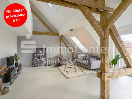 Wohnbereich - Wohnung kaufen in Rastatt - Hochmoderne Galeriewohnung mit historischen Touch wartet auf Sie! 