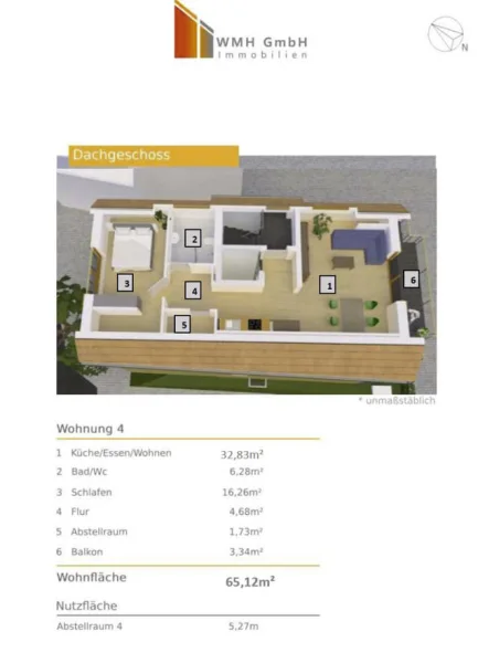 Grundriss DG W4 - Wohnung kaufen in Schwäbisch Gmünd - ***2,5-Zi. DG-Neubau-Wohnung in genialer Stadtlage von GD 5 % AfA für Kapitalanleger ***