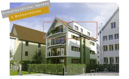 Ansicht SO - Wohnung kaufen in Schwäbisch Gmünd - ***2,5-Zi. DG-Neubau-Wohnung in genialer Stadtlage von GD 5 % AfA für Kapitalanleger ***