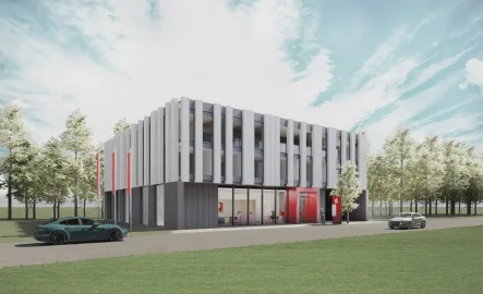 Gebäudeansicht - Büro/Praxis mieten in Karlsdorf-Neuthard - Moderne Büro- oder Praxisräume über der neuen Sparkasse in Karlsdorf-Neuthard!