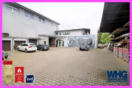 Außenansicht - Halle/Lager/Produktion kaufen in Freiberg am Neckar - Gepflegtes Wohn- und Geschäftshaus mit PKW-Stellplätzen und Außenlager