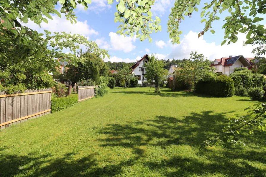 schattenspendender Baumbestand im pflegeleichten Garten