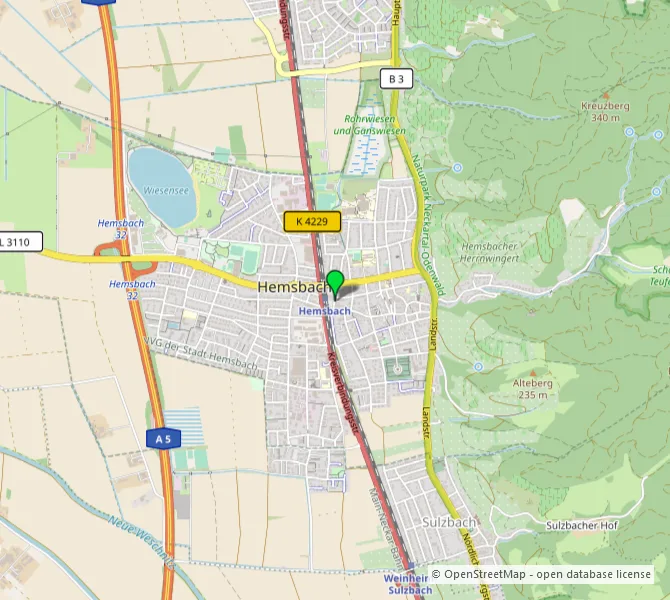 Karte - Büro/Praxis mieten in Hemsbach - RICH - Praxis- und Büroflächen in verkehrsgünstiger Lage mit Stellplätzen - provisionsfrei