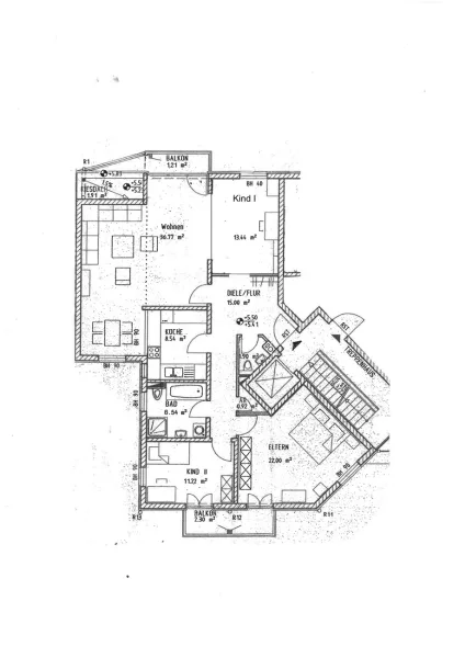 Grundriss 4-Zimmer Variante