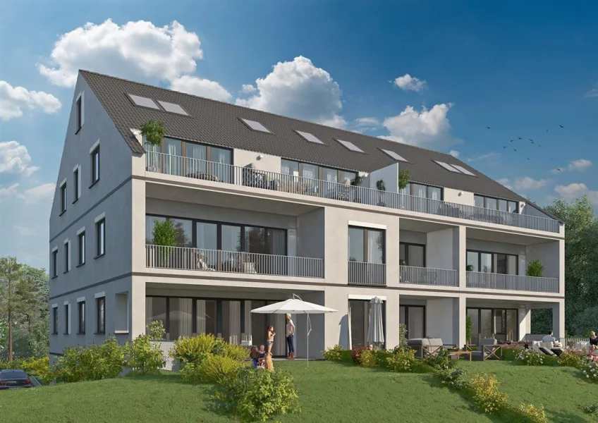 Ansicht Süd 1 - Wohnung kaufen in Schorndorf - Traumhafte 3- oder 4-Zimmer-Neubauwohnung mit 184 m² Garten