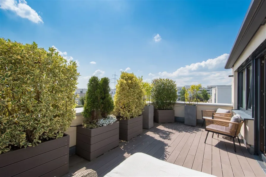 Dachterrasse (Ebene 3) - Haus kaufen in Frankfurt (Kalbach/Riedberg) - Charme-Offensive - Luxus-Villenhälfte in Bestlage Riedberg Westflügel