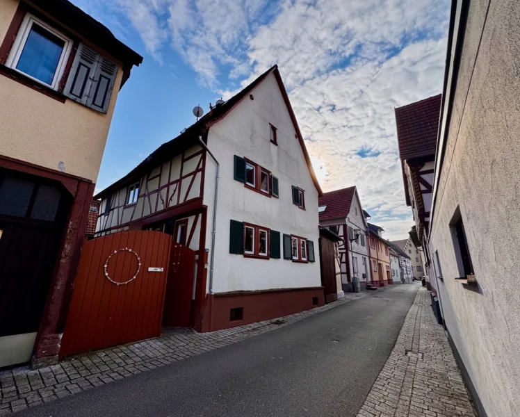 Objektansicht | Strasse - Haus kaufen in Babenhausen - Charmantes, kleines Fachwerkanwesen mit Innenhof und rückwärtigem Bau in der Altstadt von Babenhausen!