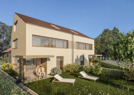 Doppelhaushälfte mit attraktiven Privatgärten - Haus kaufen in Wolfegg - Im Ortskern von Wolfegg - Eindrucksvolles Familiendomicil in moderner Architektur
