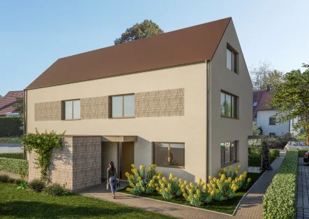 Doppelhaushälfte Eingangsbereich - Haus kaufen in Wolfegg - Im Ortskern von Wolfegg - Eindrucksvolles Familiendomicil in moderner Architektur