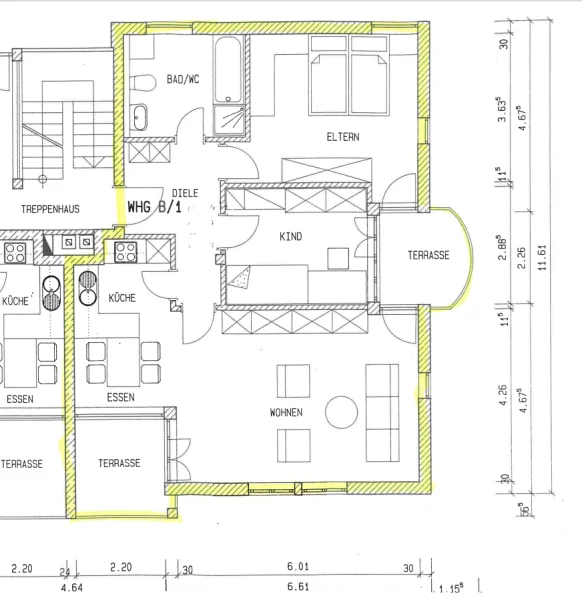 Grundriss mit Massen