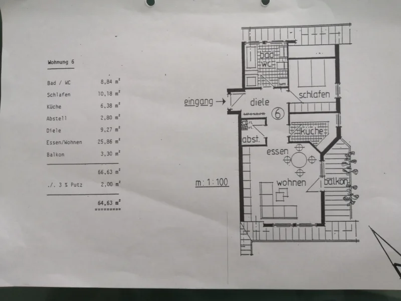 Grundriß + Wfl.berechnung