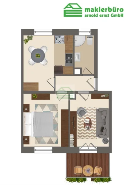 Grundriss 2-Zimmer Whg 1,3,5