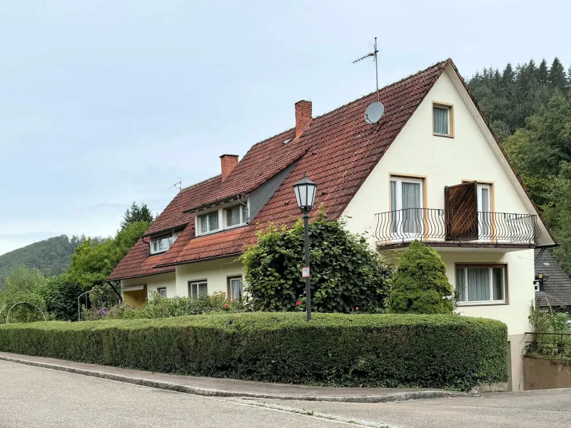 Gesamtansicht_von_Südosten - Haus kaufen in Badenweiler - Badenweiler-Schweighof, ehemaliges Pensionsgebäude (2 HäuserHaushälften) mit 280 qm Wohnfläche, vielfältige Nutzungsmöglichkeiten