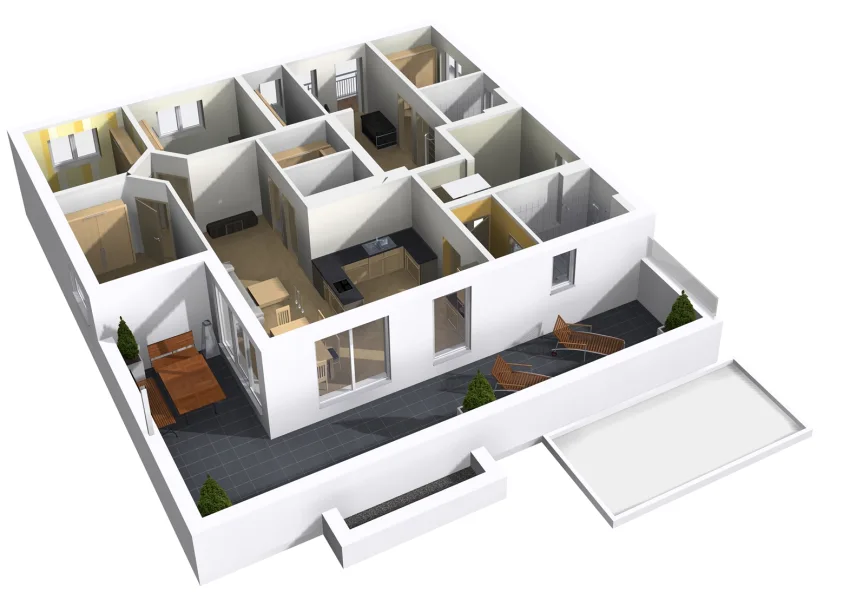 Fliederweg rendering_3D 1_klei - Wohnung kaufen in Königsbach-Stein - Neubau  Penthouse-Etage in traumhafter Ortsrandlage  4 Schlafzimmer o. andere Grundrissgestaltung