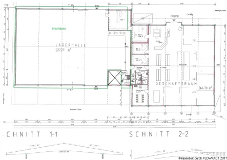 Grundriss - Halle/Lager/Produktion mieten in Dettenheim - Beheizbare ebenerdig andienbare Halle nördlich von Karlsruhe