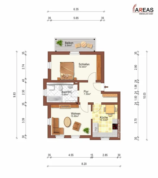 Grundriss der Wohnung