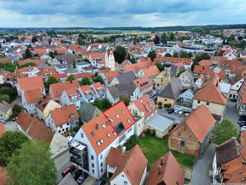 Luftaufnahme - Wohnung kaufen in Weißenhorn - Frei & sofort beziehbar - exklusive Maisonettewohnung in der Altstadt von Weißenhorn