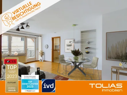 Titelbild - Wohnung kaufen in Stuttgart - Ihr neues Zuhause in Plieningen: 3-Zimmer-Wohnung mit praktischem Grundriss und 2 Balkonen