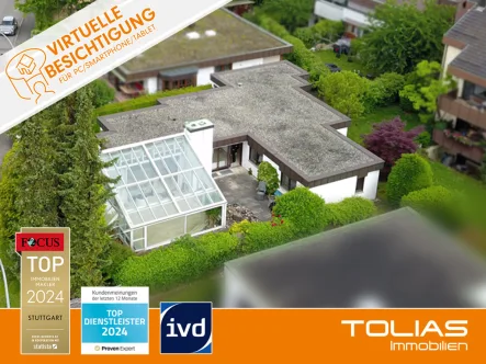 Titelbild_v2 - Haus mieten in Fellbach / Schmiden - Ein Hauch von Natur und Privatsphäre: idyllischer Familien-Bungalow mit großem Wintergarten