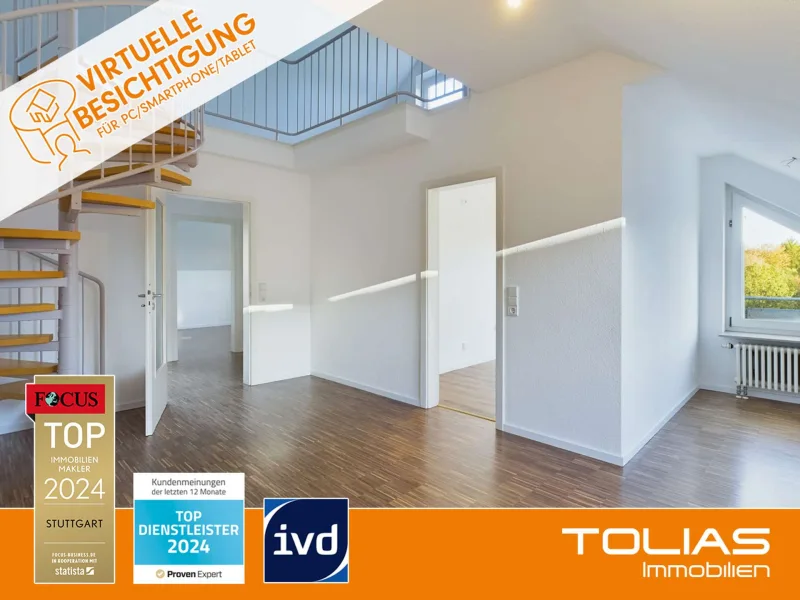 Titelbild - Wohnung kaufen in Waiblingen - Wohnen mit Flair! 3-Zimmer-Maisonette-Wohnung mit Galerie in Ortsrandlage von WN. TG-Stellplatz.