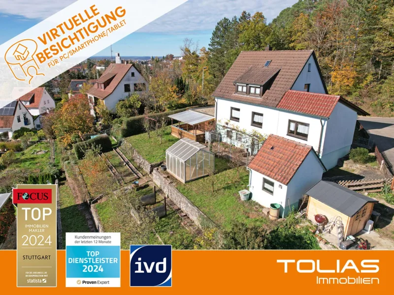 Titelbild - Haus kaufen in Böblingen - Ihr neues Zuhause: Idyllisches Einfamilienhaus im Halbhöhengebiet mit 700 m² Gartenparadies