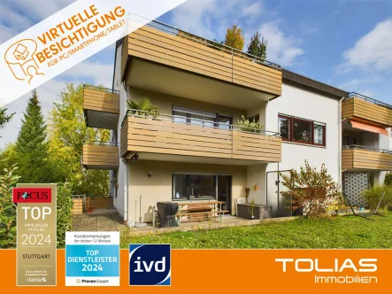 Titelbild - Wohnung kaufen in Stuttgart/Bad Cannstatt - Mit Weitblick in die Zukunft! 3-Zimmer-Wohnung mit großer Terrasse, Balkon und Garage.