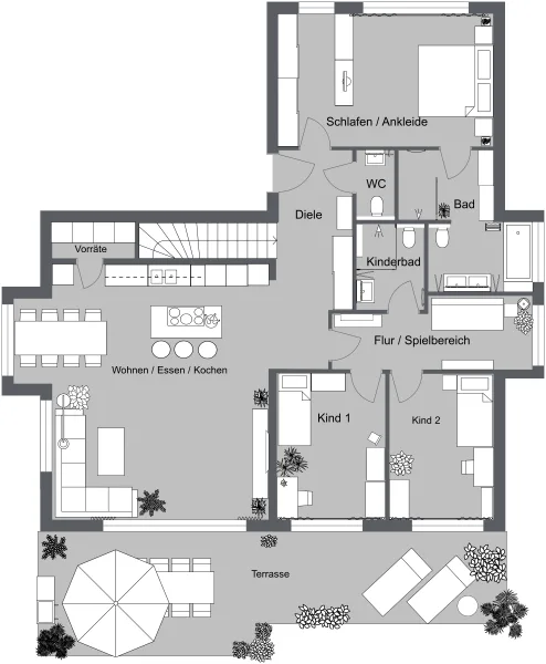 Grundriss EG in 2d