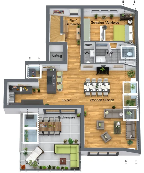 Grundriss 1.DG in 3d