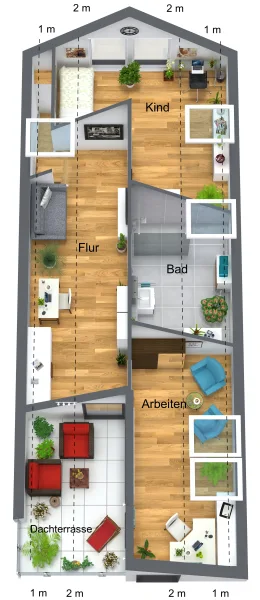 Grundrissvariante mit Dachterrasse im 2.DG