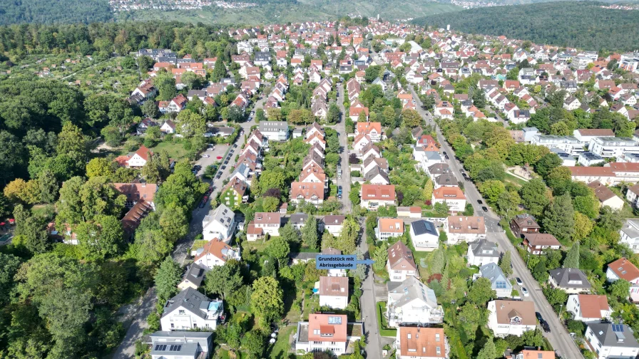 Lage / Grundstück mit Abrissgebäude von oben