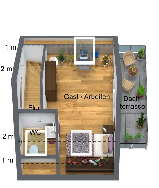 Grundrissvariante 2.DG (in 3d)