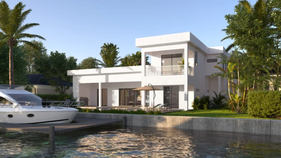 back-view-1024x576 - Haus kaufen in Cape Coral - Exklusiver Miami-Style Neubau – Cape Coral – Florida – Fertigstellung Spätherbst 2022