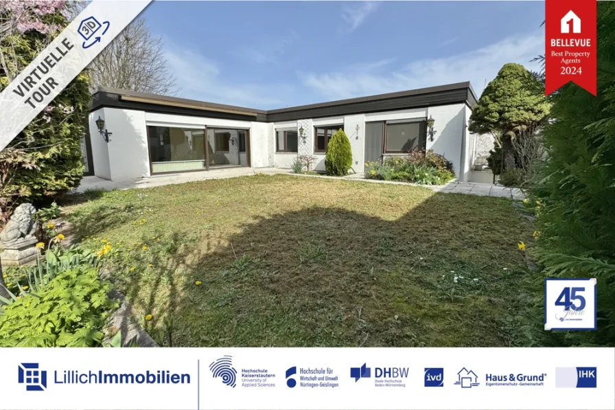  - Haus kaufen in Kornwestheim - Ohne Käuferprovision: Ein Stockwerk, endlose Möglichkeiten - Bungalow mit Gartenparadies und Garage