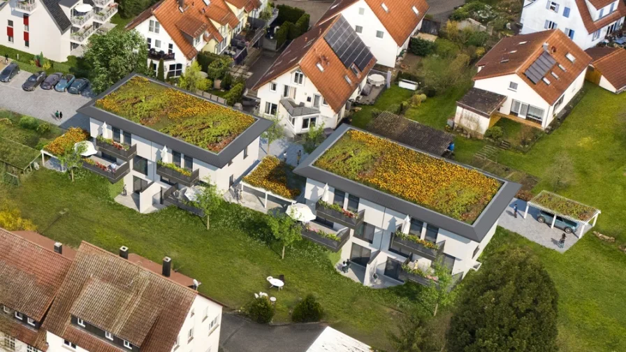 aerial1_2E_3 - Haus kaufen in Hochdorf - Neubauprojekt in Hochdorf, schöne DHH, 2 Terrassen, Balkon, Garten, KfW55, Carport und Stellplatz