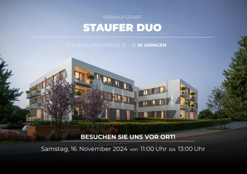 unverbindl. Außenillustration - Wohnung kaufen in Uhingen - Neubauprojekt in Uhingen, tolle Lage! Helle 3 Zi.-Wohnung mit Balkon, Aufzug, TG, bodenebene Dusche