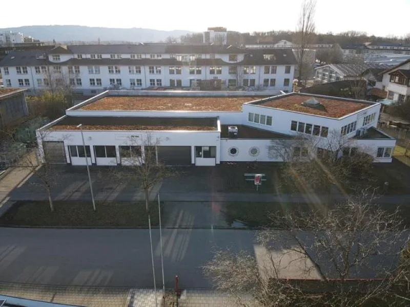 Ansicht - Büro/Praxis kaufen in Radolfzell - Radolfzell: Gewerbeanwesen mit großen Hallen- / Produktionsflächen und sep. Bürogebäude 