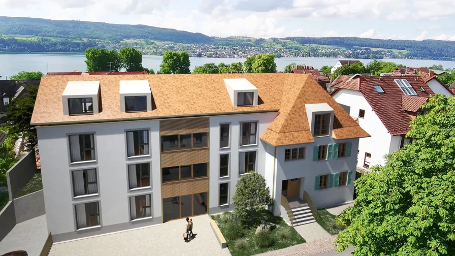 Ansicht Nord - Wohnung kaufen in Gaienhofen - Familiengerechte 4-Zimmer EG-Wohnung mit Garten - Neubau mit Top Energiestandard A+