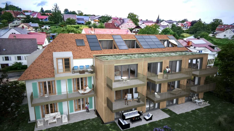 Ansicht Süd-West - Wohnung kaufen in Gaienhofen - Ferienwohnung am Bodensee - Energiestandard A+ / großer Südbalkon - barrierefrei